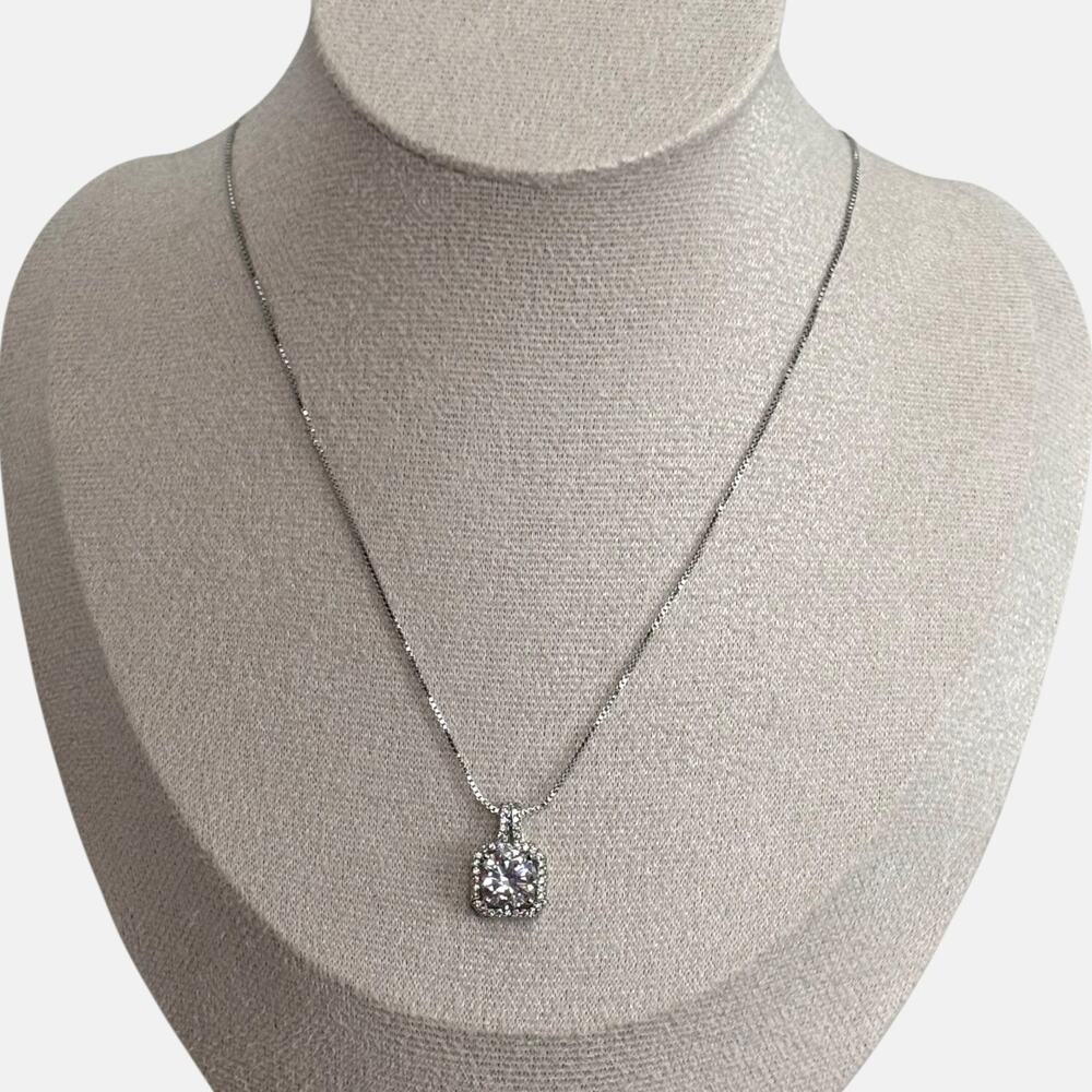 Elegant Square Silver Pendant Necklace